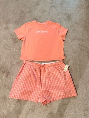 Women’s Just peachy tank and boxer shorts pjs size XL
